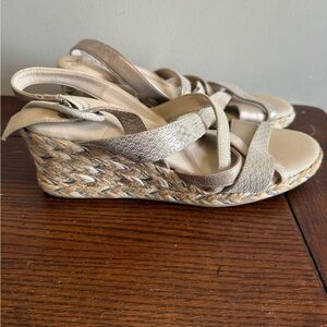Amalfi gold‎ silver wedge sandals 8.5 narrow